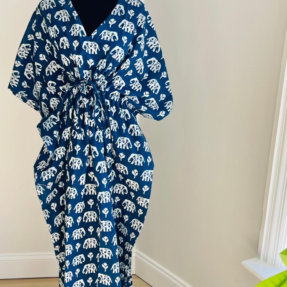 BRAND NEW Block Printed Kaftan Floral Maxi Dress Sun dress Boho dress Gift Him